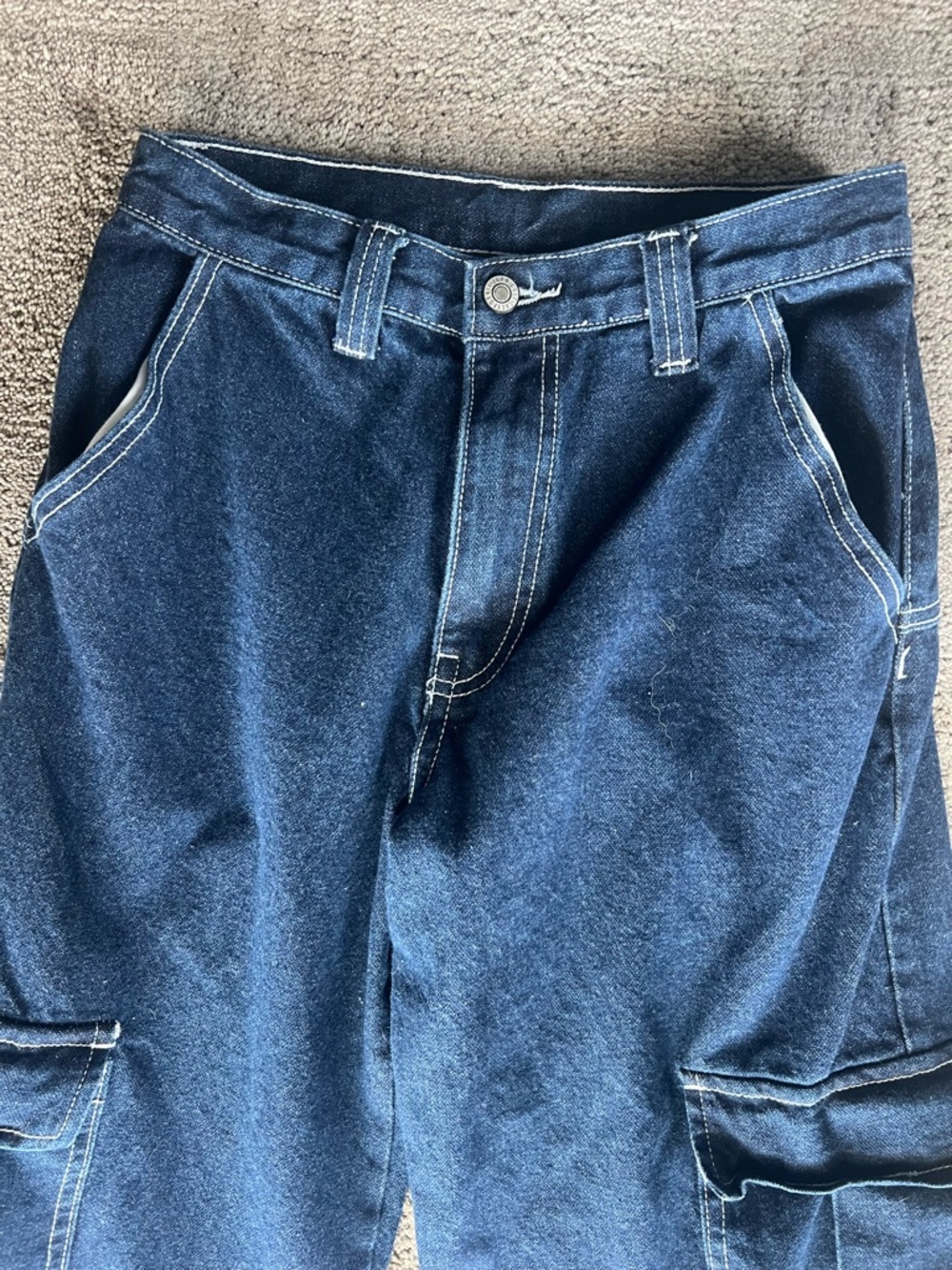 J. Galt Wide-Leg Cargo Jeans for Women in Dark Blue Small Like New - Picture 7 of 11